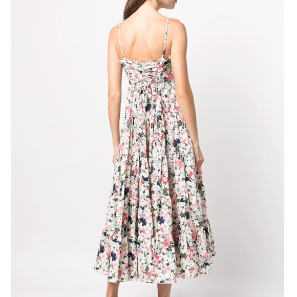 NWT Cinq a Sept 5a7 Gavin Floral Print Tiered Cotton Maxi Dress - Papyrus Multi - Picture 4 of 12